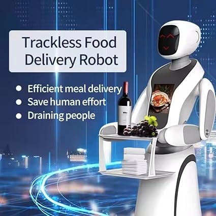 AI service robot serving table in restaurant