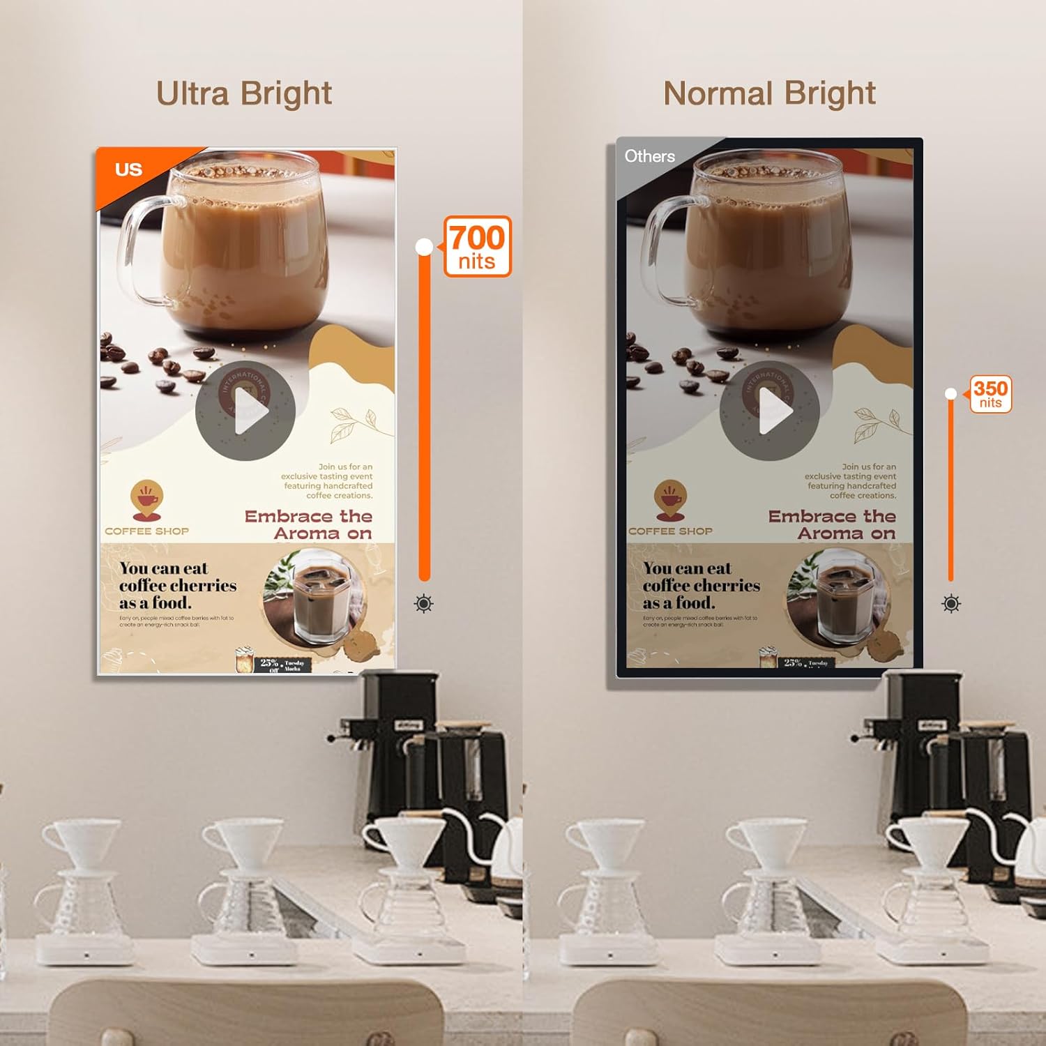 50-inch digital menu display with HD visuals