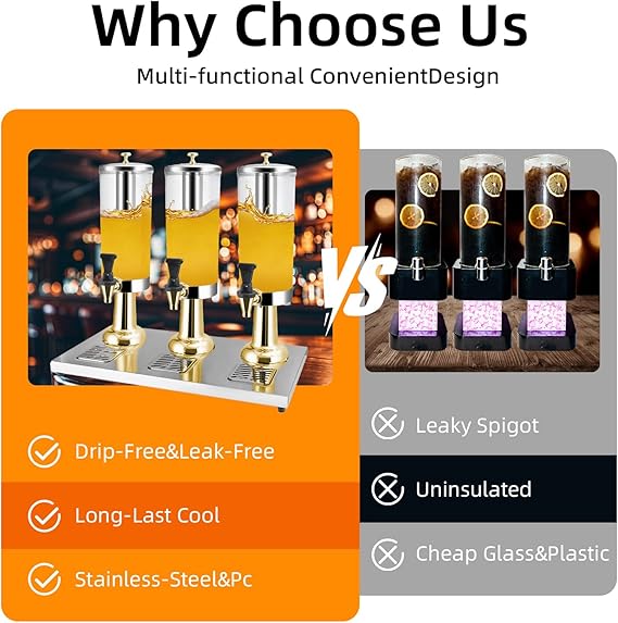 Cold drink dispenser with stand and drip trays