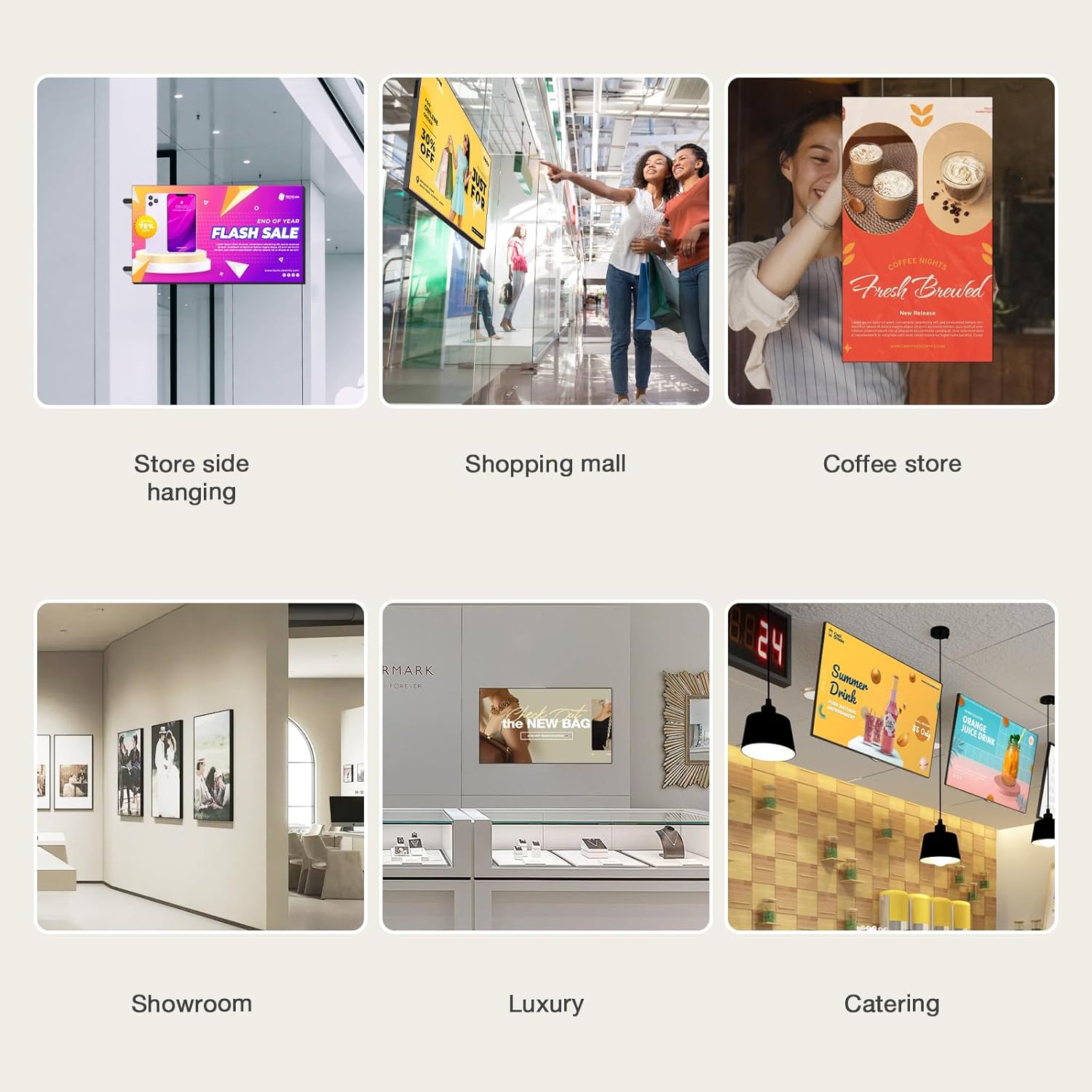 Frameless digital menu board showing breakfast items