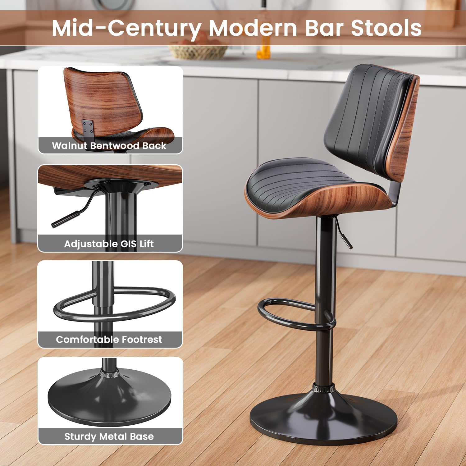 Stylish Adjustable Bar Stool for Dining Room and Bar Seating