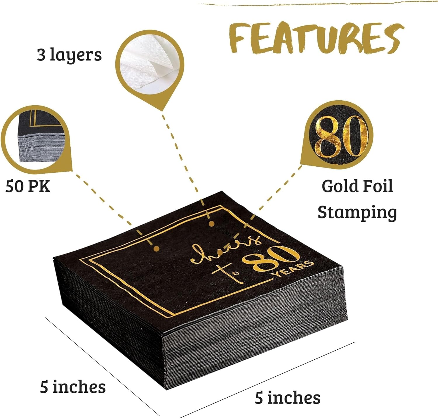 Birthday table with black and gold napkins décor