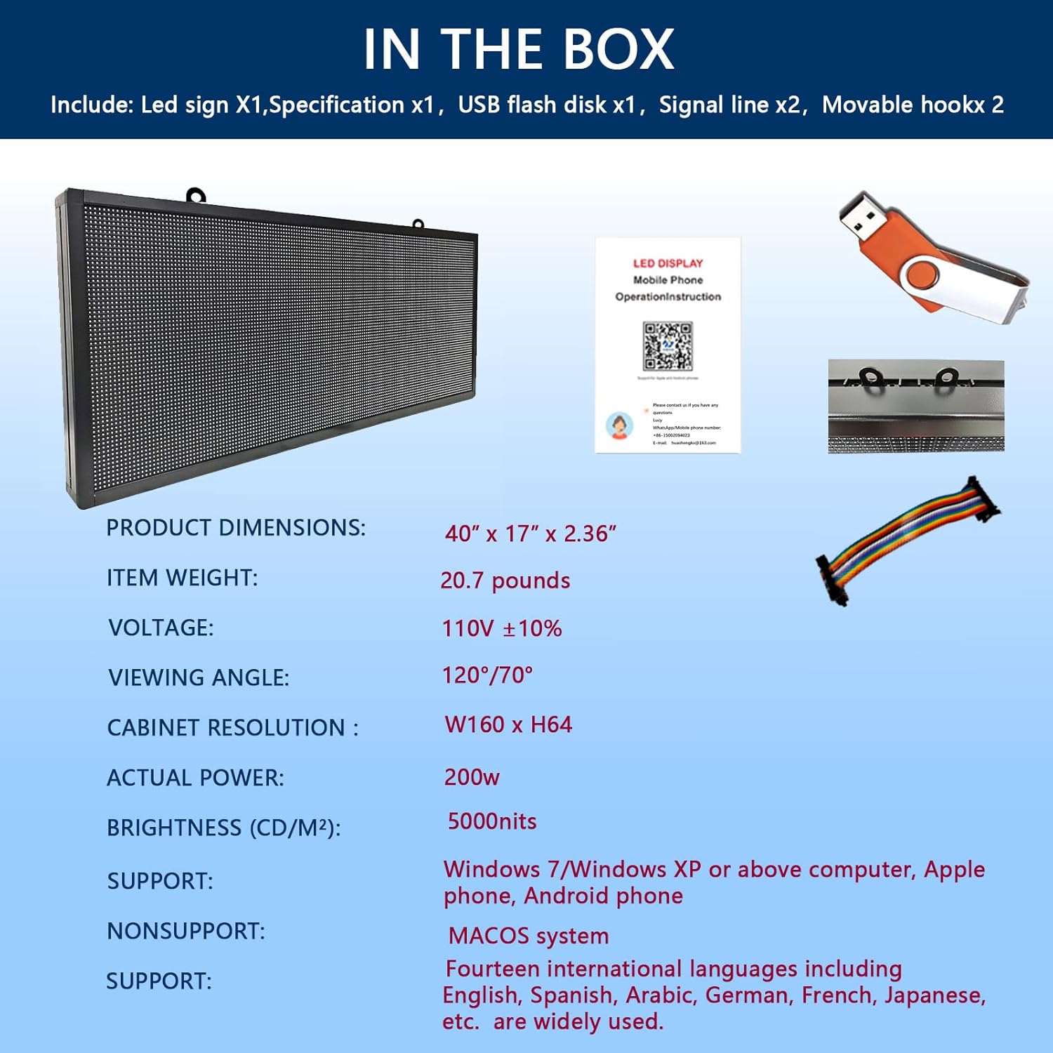 Programmable LED Advertising Board for Restaurants
