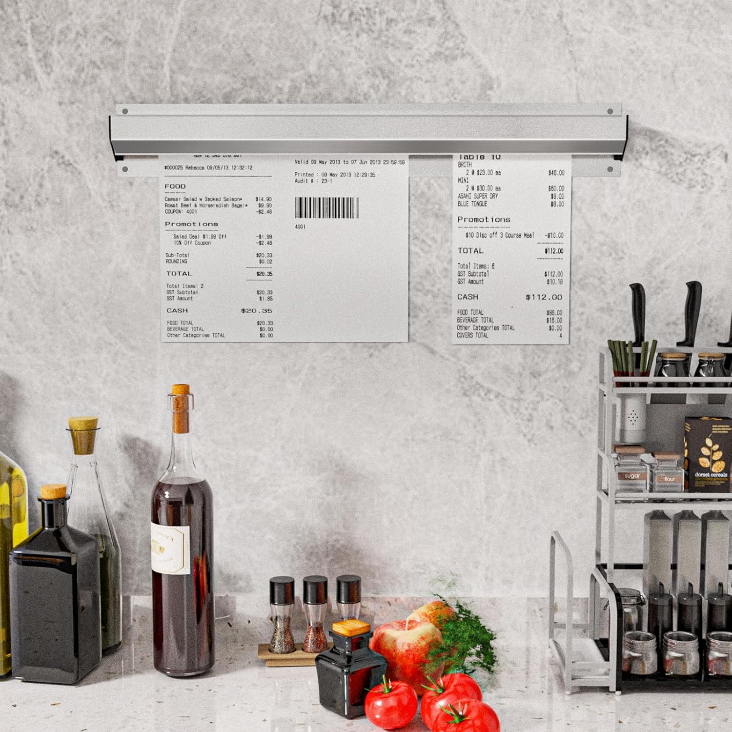 Restaurant Ticket Holder mounted in commercial kitchen