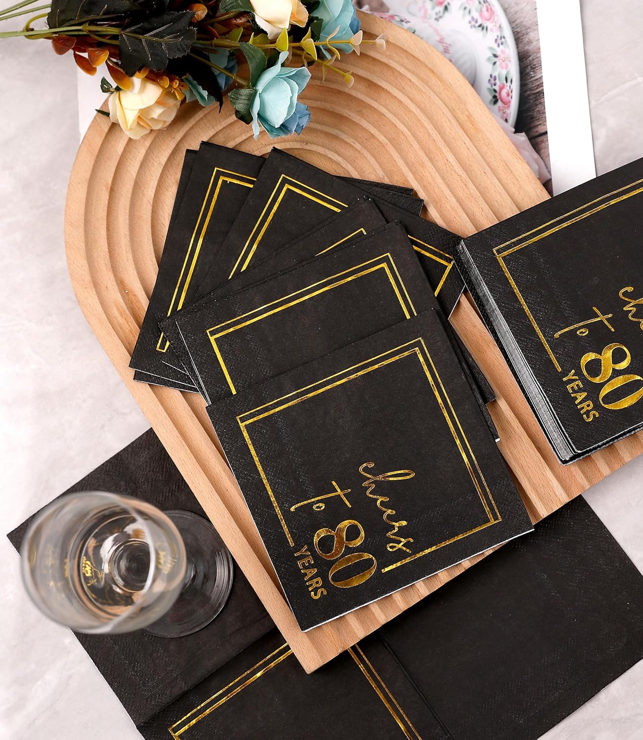 Elegant 3 ply black and gold party napkins